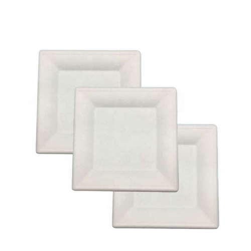 Square Bagasse Fiber Sugarcane Disposable Plates