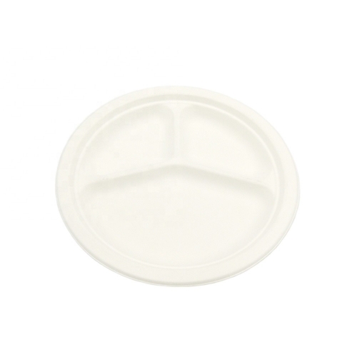 Microwaveable 100% biodegradable disposable sugarcane round food plate