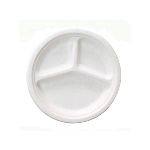 Wholesale Price 9 Inch Biodegradable 3 Compartment Sugarcane Bagasse Dinner Plate