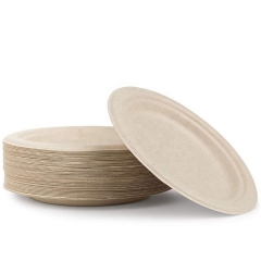 7 Inch Biodegradable Natual Sugar Cane Tableware Disposable Bagasse Plate