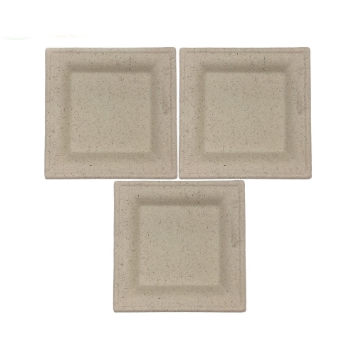 100% Compostable Biodegradable Sugarcane Dinnerware set Bagasse Paper Pulp Square Plates