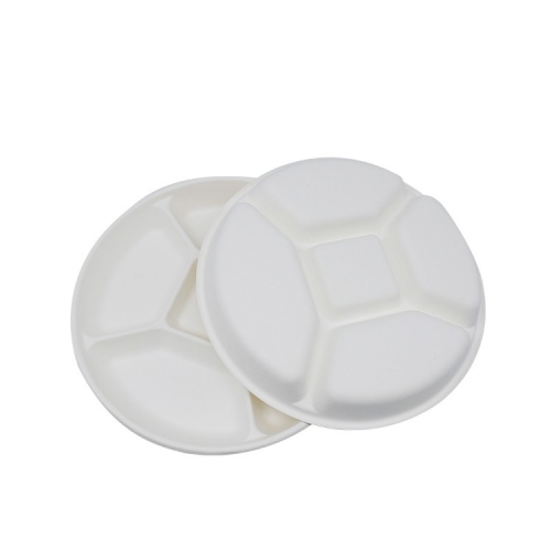 100% biodegradable nontoxic disposable sugarcane 5 compartment tray for restaurant