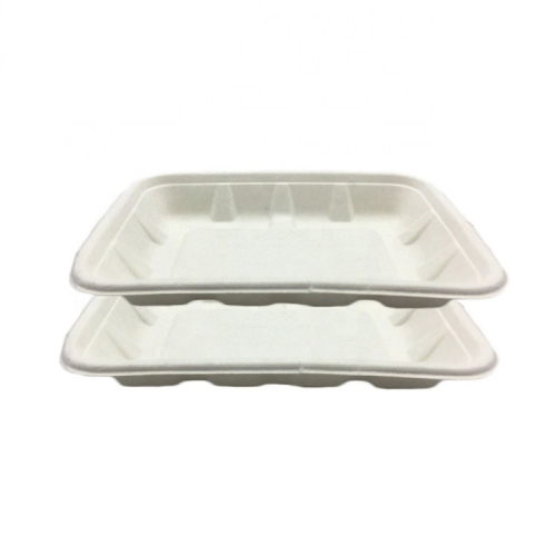 Disposable Biodegradable Sugarcane Bagasse Takeaway White Fruit Tray