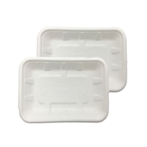 Eco friendly degradable rectangle biodegradable disposable sushi tray for food packaging