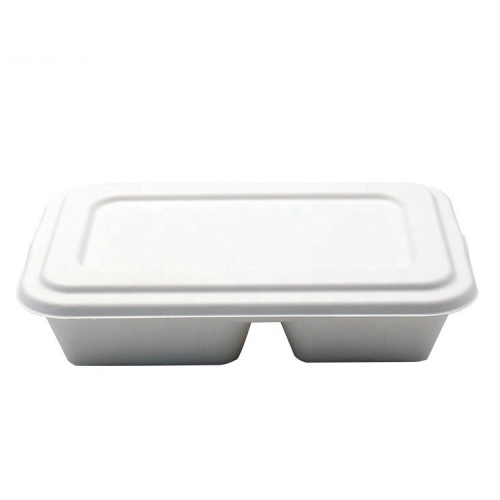 Disposable Biodegradable 4 compartment Sugarcane Food Tray With Cover