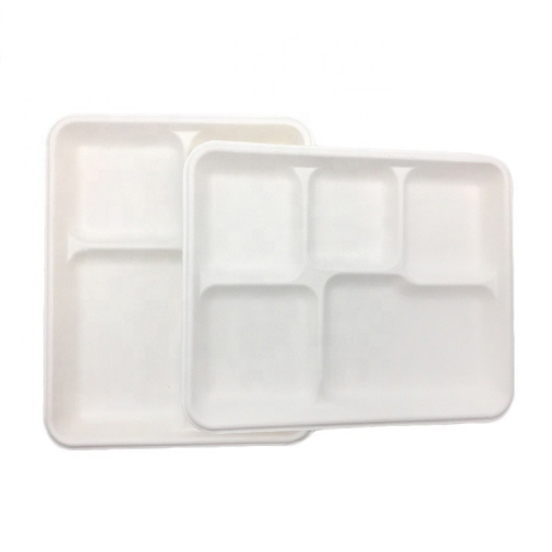 Sugarcane Tray Bagasse Disposable 5 Compartment Compostable Food Trays