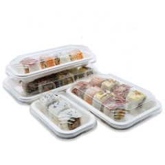 Eco-friendly disposable bagasse sushi tray with transparent lid for party