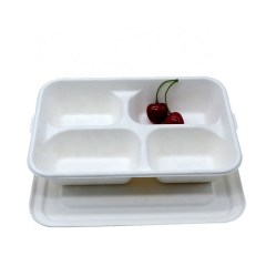 Eco Friendly Compostable Sugarcane Bagasse Tray With Lid