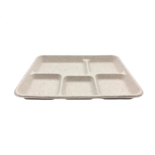 Composable Tray Sugarcane Biodegradable Disposable Food Tray for School