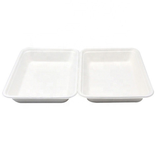 100% Compostable Bagasse Microwavable Sugarcane Tray for Food