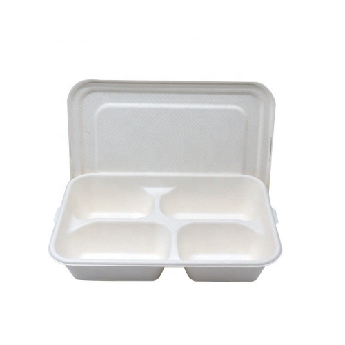 Biodegradable sugarcane pulp meal box tray disposable food tray