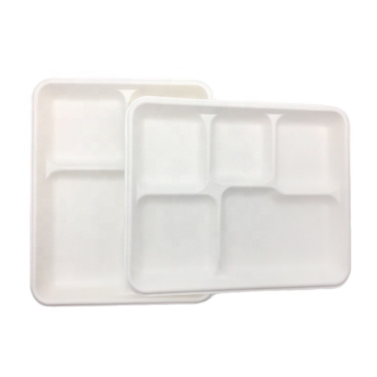 Biodegradable 5 Compartment Sugarcane Trays