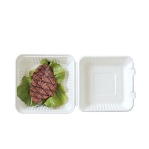 Pulp molded heavy duty biodegradable bagasse fast food takeaway box
