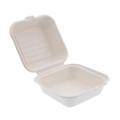 Takeaway 6inch Biodegradable Bagasse Compostable Hamburger Box For Hamburguesas