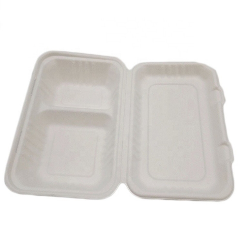 Takeaway Sugarcane Food Container Clamshell Biodegradable Bagasse Box
