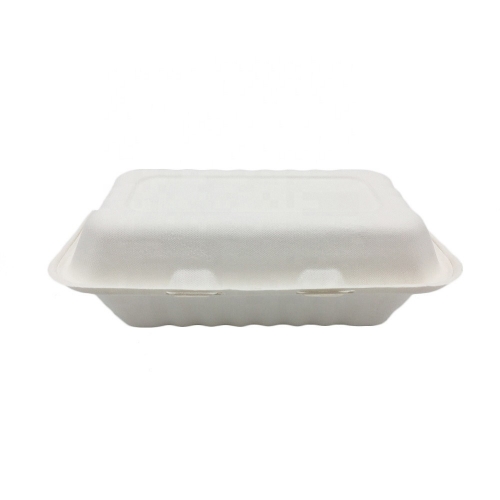 Rectangle Bagasse Clamshell Compostable Food Takeaway Disposable Food Container