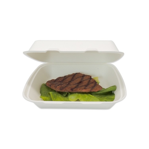 Factory direct disposable biodegradable sugarcane bagasse clamshell box for restaurant