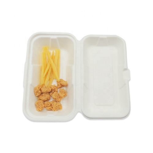 Eco-friendly disposable sugarcane pulp lunch box carrier for takeaway