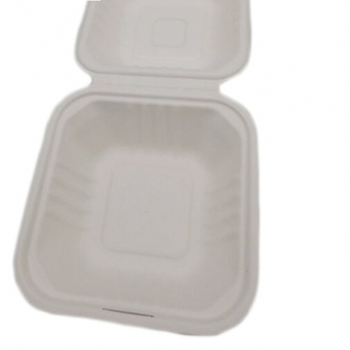Eco friendly biodegradable disposable sugarcane clamshell box for restaurant
