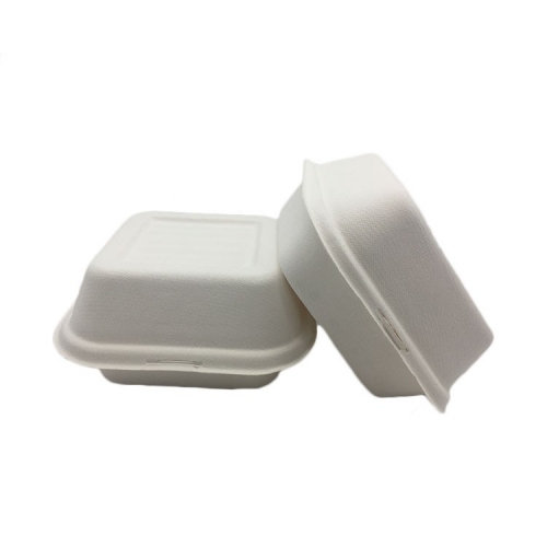 Disposable biodegradable sugarcane hamburger box 6 inch food container for packaging