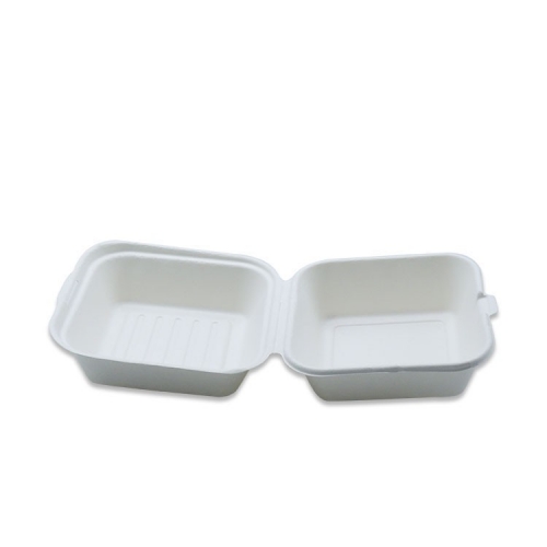 Biodegradable disposable eco-friendly sugarcane pulp clamshell takeaway food box