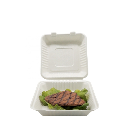 3 Compartment Food Container Disposable Bagasse Clamshell Box