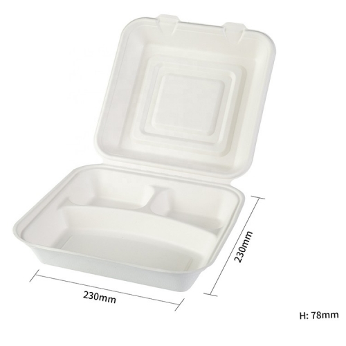 Biodegradable Disposable Take Away Bagasse Clamshell Food Packing Containers