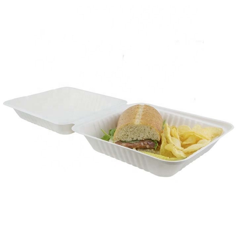 Bagasse Clamshell Biodegradable Sugarcane Lunch Box