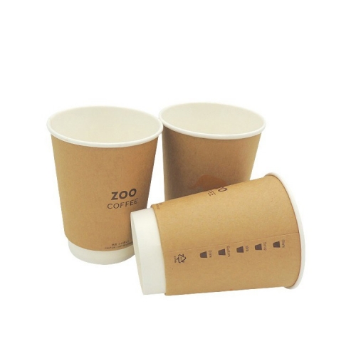 Disposable double wall take away coffee paper cup with lid custom logo