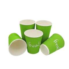 14 oz Large Eco Friendly Personalised Ripple Paper Cups