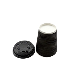 8 oz Ripple Insulated Wall Paper Coffee Cups With Lids