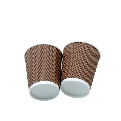 4oz&8oz&12oz Customized Design Double Wall Ripple Coffee Paper Cup With Lids