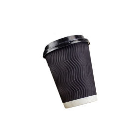 8oz disposable custom ripple double wall black paper coffee cup design