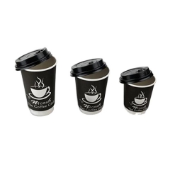 Black double wall paper cup with lid modern turkish coffee cups