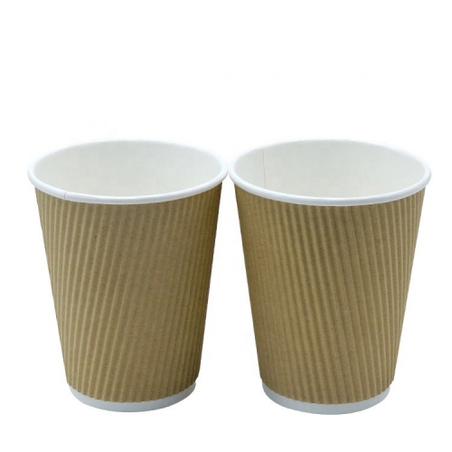 Brown Ripple Wall Disposable Paper Cup 12OZ
