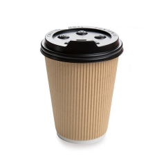 8 oz Disposable Ripple Wall Paper Cup With Lid