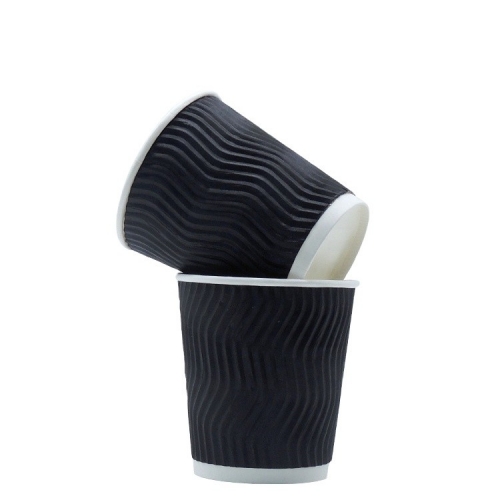 12oz Disposable Ripple Wall Paper Cup With Lids