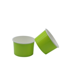 Logo Printed PLA Disposable Paper Ice Cream Cups with Paper / Plastic Lids