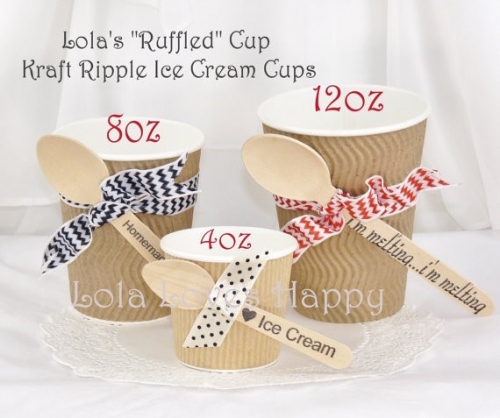 Premium raw material of ripple wall vending cups with wooden spoon