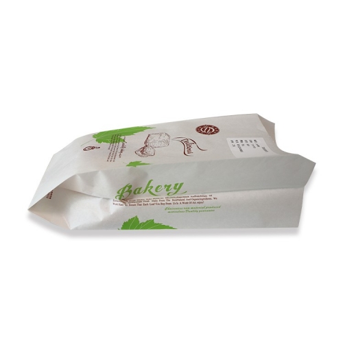 Eco Friendly Food Packaging Logo Printed Clear Front Paper Bread Bags