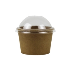 Kraft Paper Ice Cream Cup With Dome Plastic Lid