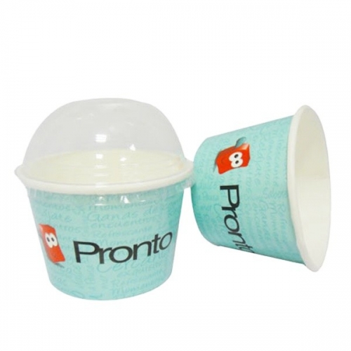 Customized Colorful Disposable Yogurt Ice Cream Paper Bowls With Lid