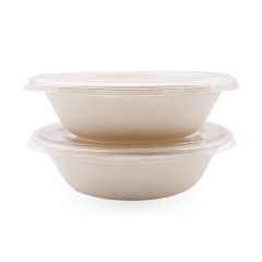 Sugarcane bagass soup bowl food box package bowl sugarcane disposable sugarcane bowl with lid