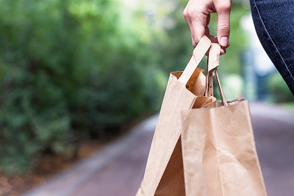 Colorful paper bags with handles