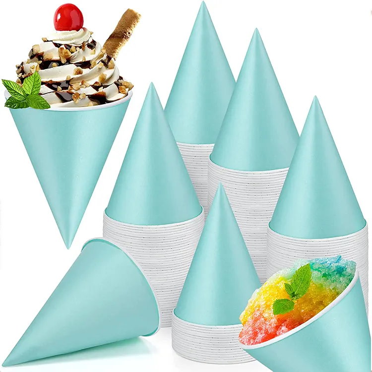 Custom Printed Water Paper Cone Cup Snow Cone Shaped Paper Cups