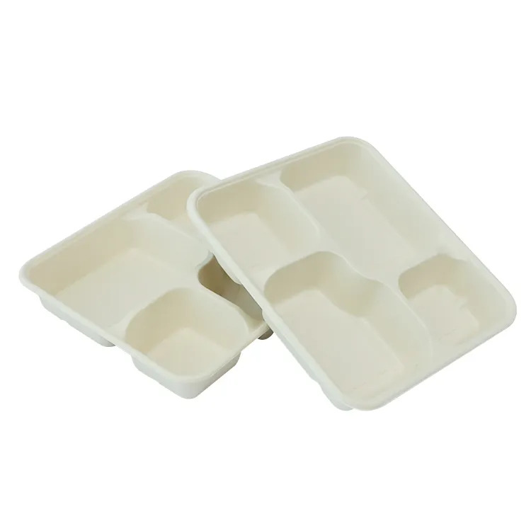 Hot Selling 6 Compartment Disposable Sugarcane Tray 100% Biodegradable Microwavable Bagasse Tray