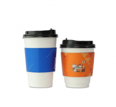 Single Wall Disposable Coffee Paper Cups With Lid and Sleeve