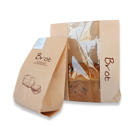 Paper Bread Loaf Bags Custom Flat Bottom Kraft Bread Bag