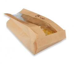 Paper Bread Loaf Bags Custom Flat Bottom Kraft Bread Bag