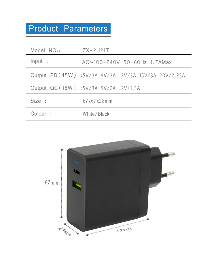 45W PD3.0 with QC3.0 charger